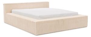 Letto matrimoniale imbottito beige con contenitore e rete inclusi 160x200 cm Cloe – Ropez