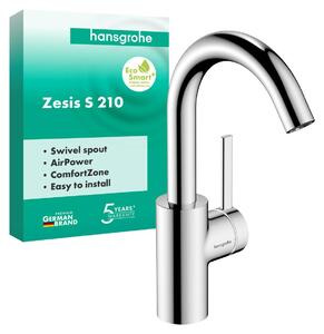 Hansgrohe Zesis S Mitigeur monocommandé pour lavabo 210 CoolStart avec bec pivotant sans vidage, 74741000, 74741000
