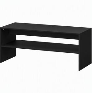 HOMCOM Tavolino da Caffè Moderno in Legno a 2 Livelli con Ripiano Aperto, 100x40x41.5 cm, Nero | Aosom Italy