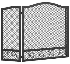 HOMCOM Parascintille Camino Pieghevole a 3 Pannelli in Metallo Verniciato, Pronto all'Uso, 107x1x60 cm, Nero | Aosom Italy