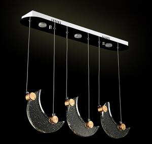 Lampada a sospensione LED 1668-3 75*10 cm H 130 cm Cristalli di luna Telecomando Colore della luce regolabile A+