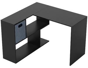 HOMCOM Scrivania Angolare Moderna con Scaffale e Cassetto in Tessuto, 110x100x75 cm, Nero | Aosom Italy