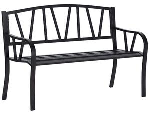 Outsunny Panchina da Giardino in Metallo Nero Impermeabile, Panca da Esterno in Ferro 2 Posti, 128x56x86cm|Aosom