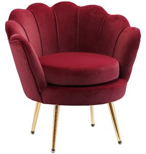 HOMCOM Poltrona Vintage di Design in Velluto Rosso Scuro, Poltroncina da Camera con Schienale Alto 76x67x74 cm | Aosom Italy
