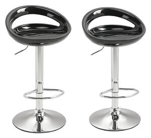 HOMCOM Set 2 Pezzi, Sgabello da Bar Girevole con Poggiapiedi e Altezza Regolabile in Metallo e ABS Nero, 46x41x76-96 cm|Aosom