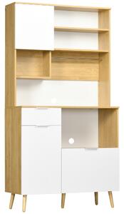 HOMCOM Dispensa da Cucina in Truciolato con Armadietti, Cassetti, Ripiani Regolabili e Appendino, 93x40x180 cm|Aosom