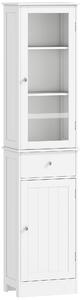 Kleankin Colonna Bagno Salvaspazio con 3 Ripiani Superiori, Cassetto e Armadietto, in MDF, 40x27x171.5cm, Bianco|Aosom