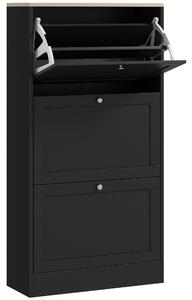 HOMCOM Scarpiera Mobile Moderno Salvaspazio a 3 Cassetti con Ripiani Regolabili su 2 Livelli, per 18 Paia di Scarpe, 60x23.5x115 cm, Nero|Aosom Italy