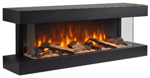 Caminetto elettrico da parete Xaralyn - Disegno 90SB - legno nero - 1400 Watt di riscaldamento - con telecomando - caminetto elettrico a 3 lati - caminetto decorativo