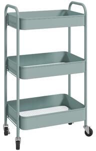 HOMCOM Carrello da Cucina a 3 Livelli con Maniglie e 4 Rotelle, in Acciaio, 45x30.6x79 cm, Azzurro