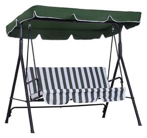 Outsunny Dondolo da Giardino a 3 Posti con Tettuccio Inclinabile e Cuscini, 172x110x153 cm, Verde