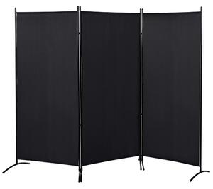 HOMCOM Paravento Separé da Interno a 3 Pannelli Pieghevole in Metallo e Poliestere, 253x50x182 cm, Nero | Aosom Italy
