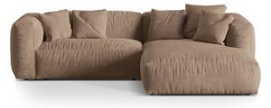 Divano angolare componibile marrone chiaro (con penisola a destra/con chaise lounge) con rivestimento in velluto Martina – Micadoni