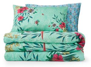 Set copripiumino e federa verde e blu in raso di cotone per letto singolo 135x200 cm Paradise Parrot – Matthew Williamson