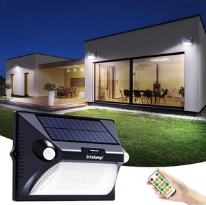 Lampada solare INTELAMP, 5 modalità, illuminazione esterna, IP65, con rilevatore di movimento, telecomando per la regolazione della luminosità e del colore
