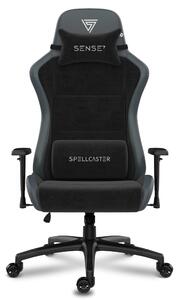 SENSE7 Spellcaster FUKU XL Sedia da gaming in Alcantara nera - Sedia da ufficio ergonomica per persone di corporatura robusta, 160 kg, imbottitura in schiuma a freddo, seduta ampia