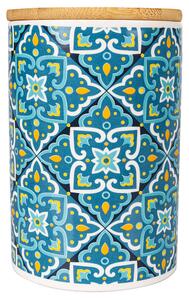 Barattolo grande 740 ml in ceramica con coperchio in bamboo e decoro portoghese - Blue