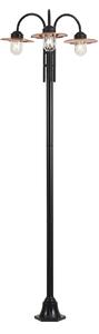 Lampada da esterno moderna nera con rame 235cm 3 luci IP44 - Kansas