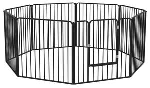 PawHut Recinto per Cani a 8 Pannelli Modulabili da Interno ed Esterno, in Acciaio, 164x164x60 cm, Nero | Aosom Italy