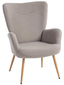 Poltrona per Salotto Moderna 71x74x97,5 cm con Schienale Alto in Tessuto Sherpa Grigio