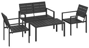 Outsunny Set Salotto da Giardino Mobili da Giardino Resistente 4 Pezzi, Nero | Aosom Italy