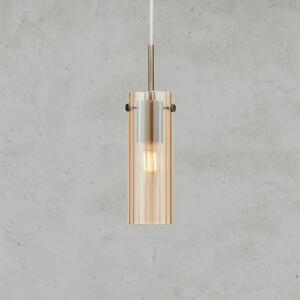 Markslöjd Lampada a sospensione Tibia, spina, color ambra/ottone Ø 7 cm Tibia, Crema / Ambra, Soggiorno / Sala da pranzo, Vetro