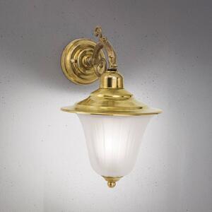 ORION Applique da esterno Yard, ottone, vetro satinato, E27, IP43 dimmerabile, Ottone / Oro, Ottone, Antico