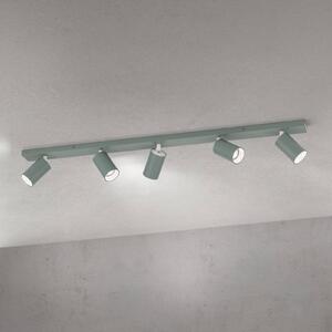 ORION Faretto da soffitto Sean, verde chiaro, a 5 luci, alluminio, GU10 dimmerabile, Verde, Soggiorno / Sala da pranzo, Alluminio, Moderno, Faretto alogeno