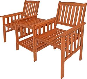 CASARIA® Panchina da Giardino in Legno Acacia Resistente alle Intemperie con Tavolo Portaoggetti a 2 Posti 320kg 164x63cm Panca da Esterno Terrazza