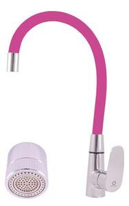 Miscelatore per lavello con braccio flessibile e perlatore a due posizioni AMUR, Colore: cromo/rosa, Dimensioni: 1/2'' (AM719.5/11R)