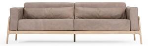 Divano in pelle di bufalo marrone chiaro con struttura in rovere massiccio , 240 cm Fawn - Gazzda