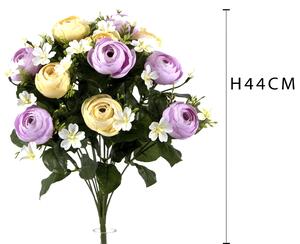 Set 2 Bouquet Artificiale di Ranuncoli Composto da 13 Fiori Altezza 44 cm