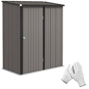 Outsunny Casetta da Giardino in Acciaio Porta Attrezzi con Catenaccio, 161.5x94.5x196cm, Grigio Chiaro | Aosom Italy