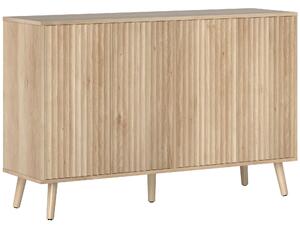 HOMCOM Credenza soggiorno, mobile contenitore con 4 ante scanalate ad apertura a pressione 120 x 35 x 77,5 cm, rovere | Aosom Italy