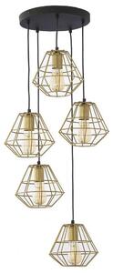 Lampadario sospeso con cavo DIAMOND 5xE27/15W/230V nero/oro