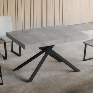 Tavolo Allungabile 120 cm con 2 allunghe NIKET Dimensioni 90x120xh77 cm estensibile fino a 224 cm Allunghe da 52 cm, gambe Antracite Tavolo colore Cemento