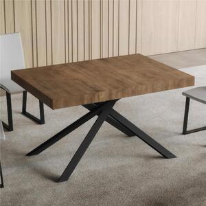 Tavolo Allungabile 120 cm con 2 allunghe NIKET Dimensioni 90x120xh77 cm estensibile fino a 224 cm Allunghe da 52 cm, gambe Antracite Tavolo colore Noce