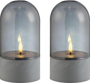 Brilliant - Set di 2 candele LED ILLUSION LED/2xAA IP44 grigio/nero fumé