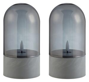 Brilliant - Set di 2 candele LED ILLUSION LED/2xAA IP44 grigio/nero fumé