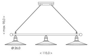 Brilagi - Lampadario a cavo FORGE 3xE27/60W/230V rame/patina