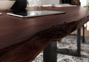 FREEFORM 3 Tavolo da pranzo in legno di acacia - laccato marrone / gambe in ferro - antracite lucido 120x90x76