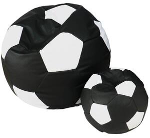 Poltrona a Sacco Pouf Ø100 cm in Similpelle con Poggiapiedi Baselli Pallone da Calcio Nero e Bianco