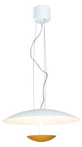 Sospensione Circolare Bianco Oro Alluminio Lampadario Moderno Led 40 watt Luce Calda Ambiente LED-HAMLET-S55