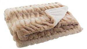 Plaid Shirring 120x150 cm in Poliestere Marrone e Crema