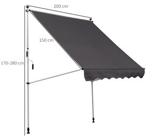 Outsunny Tenda da Sole da Esterno a Rullo con Manovella, Altezza e Angolazione Regolabile, 200x150cm