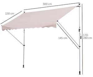 Outsunny Tenda da Sole a Bracci con Manovella, Struttura Telescopica in Metallo e Parasole in Poliestere 300x150cm Beige