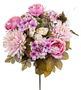 Set 2 Bouquet Artificiale Composta da Rose e Dalie Altezza 34 cm Viola
