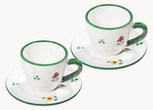 Tazzine da caffè fatte a mano con piattino Streublume 4 pz