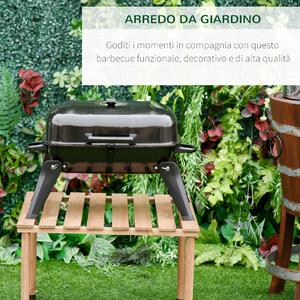 Outsunny Barbecue BBQ Grill a Carbonella Portatile Pieghevole da Tavolo Ferro, porcellana 59x43x39cm Nero