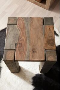 Sgabello in legno di Sheesham / palissandro 40x40x45 grigio scuro oliato NATURE GREY #10
